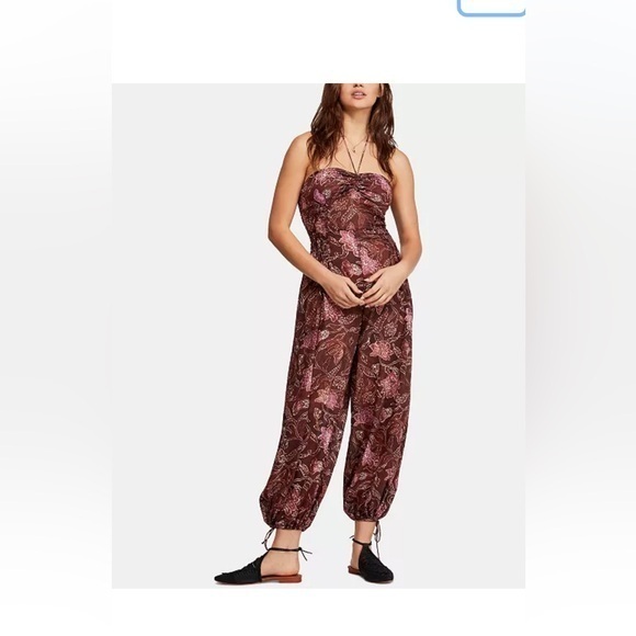 Free People Pants - Free People Iris Halter Jumpsuit Size XS-S (NO SIZE TAG )Color Brown And Pink